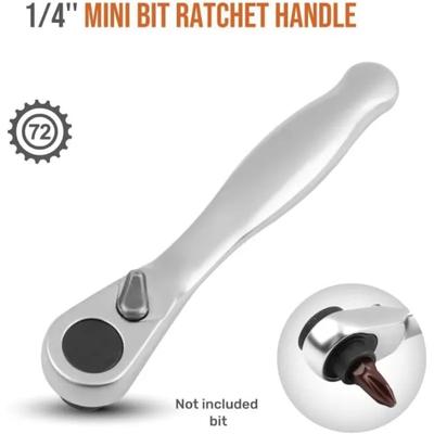 Mini Llave de Carraca 1/4 de Pulgada Mango de Carraca 72 Dientes Liberación Rápida Llave de Vaso Punta de Destornillador Herramienta Manual Llave Herramientas de Reparación