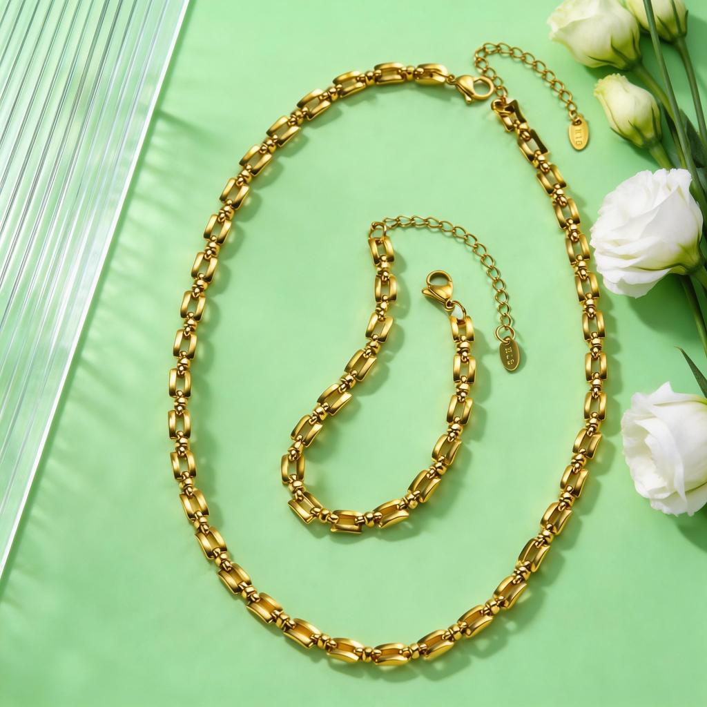 Punk StrapChain Necklace for Women Handmade Chain Necklaces Gold Plated Stainless Steel Chokers Jewelry Gift