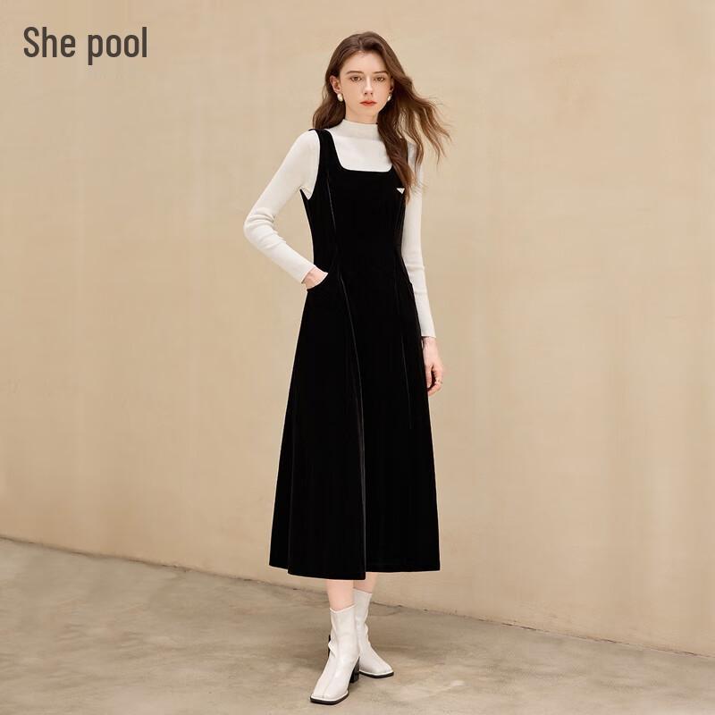 

TACHI Women s Preppy Velvet Suspender Dress S