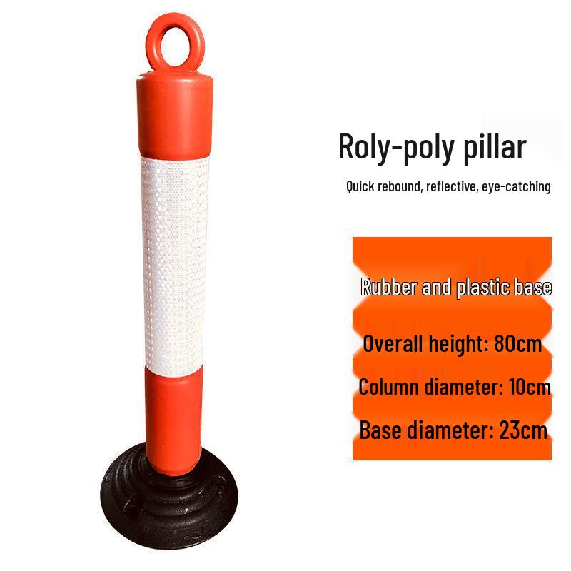 80cm Reflective Tumbler Warning Post - Removable Road Barrier Guardrail & Anti-collision Post