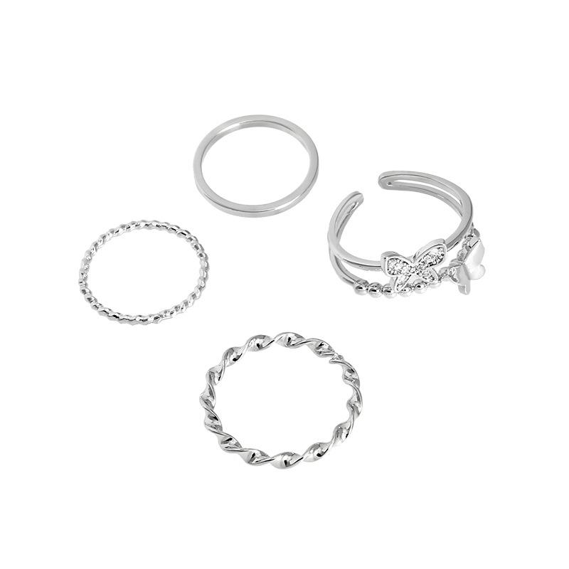

‘4Pcs Butterfly Twist Rings Set For Women Girls Adjustable Minimalism Elegant Ring Set Fashion Jewelry Trendy Gifts