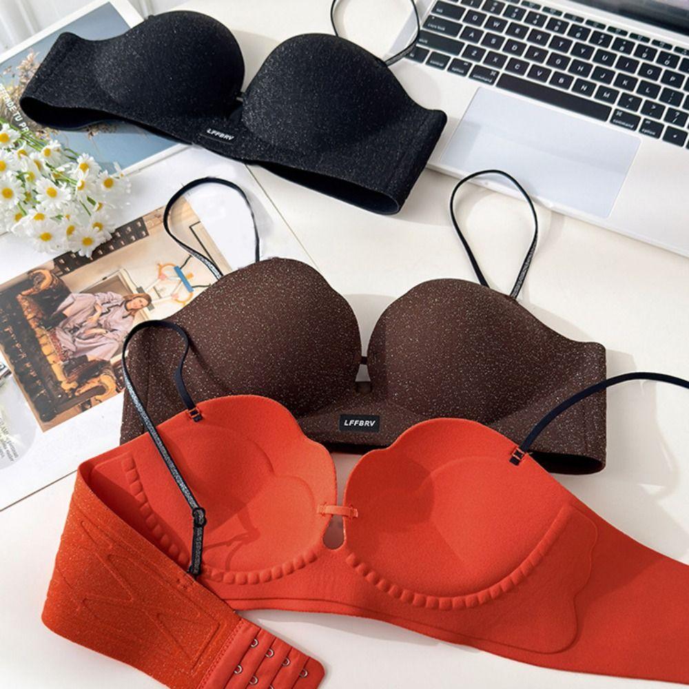 Shiny Petal Cup Bra Lifting Thick Padded Bra Adjustable Straps Push Up Bra Small Bust