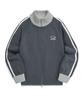 ODDSTUDIO Sporty Track Semi-Crop Knit Zip-Up - Gray