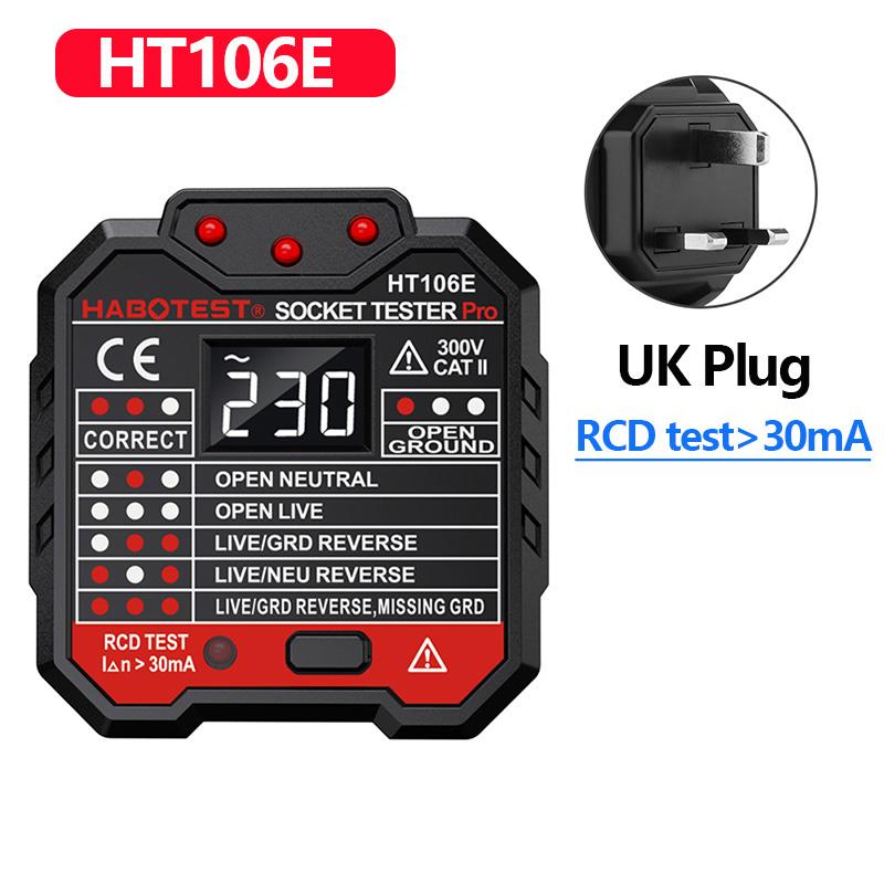 HT106 HT107 Socket Tester Pro Voltage Test Digital Outlet Socket Detect US/UK/EU Plug Ground Zero Line Plug Polarity Phase Check