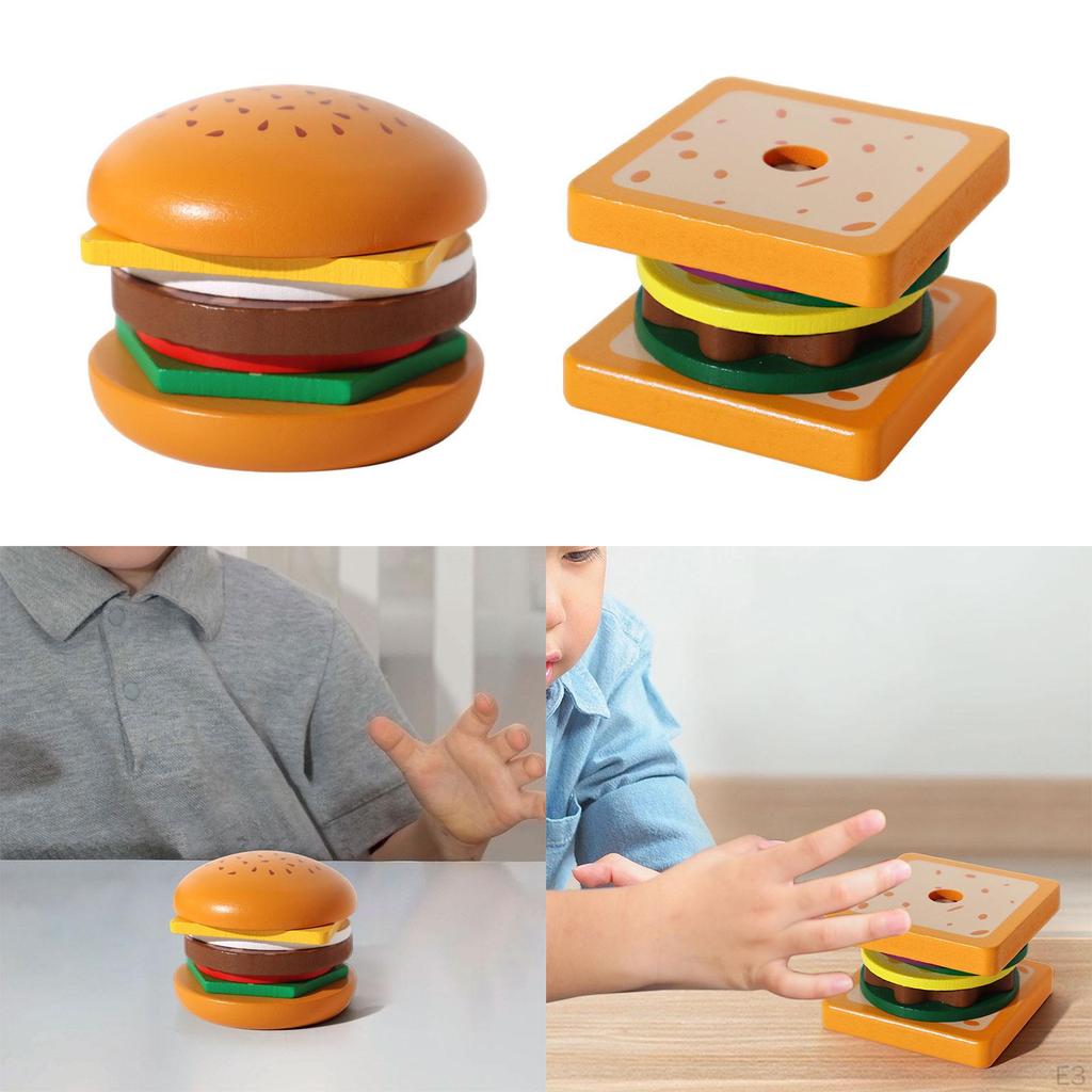 Burger Stacking Toy Set for Children, Toddlers, Educational Activity Ages 3 To 5