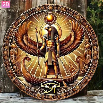 D-Moll High Definition Metallwandkunst Vintage Retro Ägyptische Mythologie Gott Horus Metallschild mit altem Pharao mit Maje