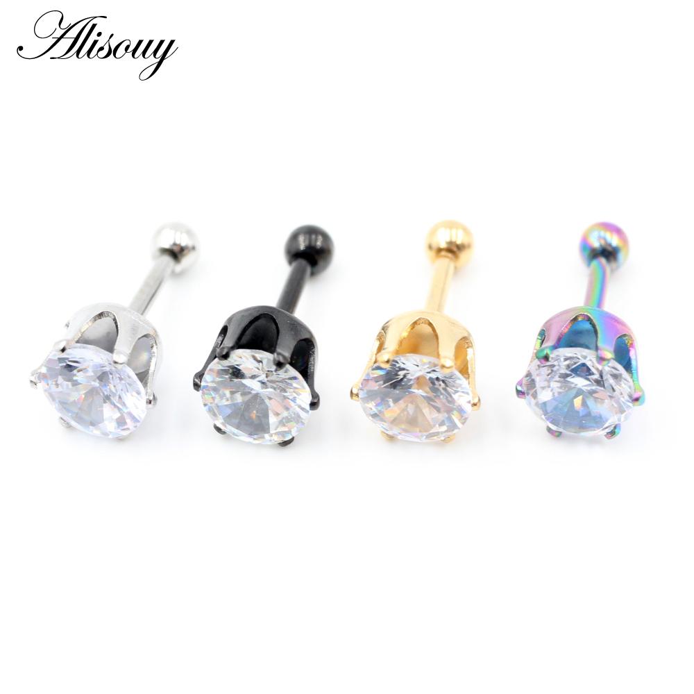 Alisouy 2pcs 3-6mm Ear Stud Earrings Hypoallergenic Round Cubic Zirconia Stainless Steel CZ Girls High Quality Women Earrings
