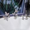 Fashion Korean Version Short Four Butterfly Necklace with Diamond Chain Fashion Sweet Style Three-piece Set of Accessories