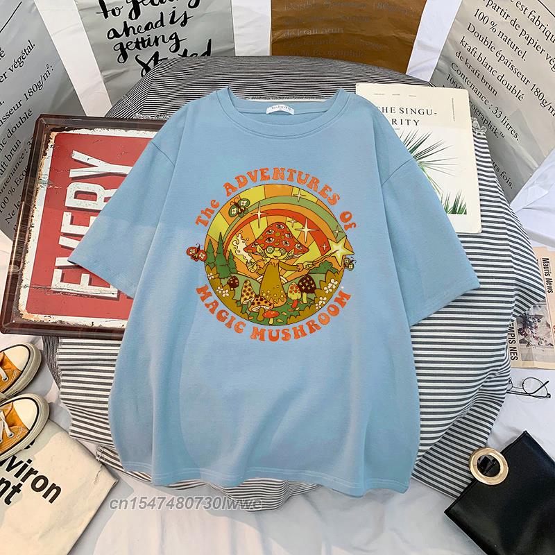 Material Retro Apricot Mushroom Cute T Shirts Oneck Casual 100 Cotton Plus Size Unisex Unisex Tshirts 2022 Streetwear Clothes