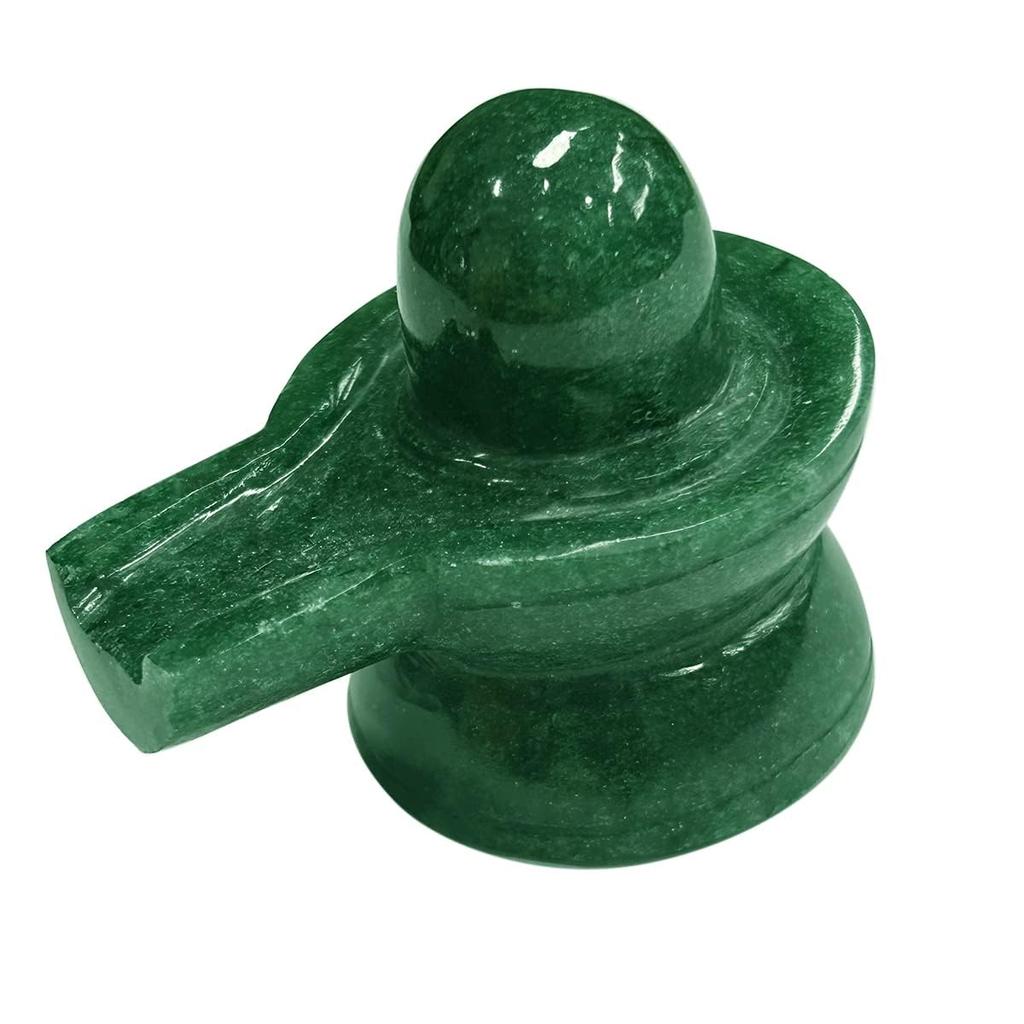 9Dzine Green Jade Crystal Shivling 0-50 Gm | Natural Stone Shiva Lingam for Home Temple & Puja Room Decor | Ideal for Maha Shivratri Pooja, Spiri