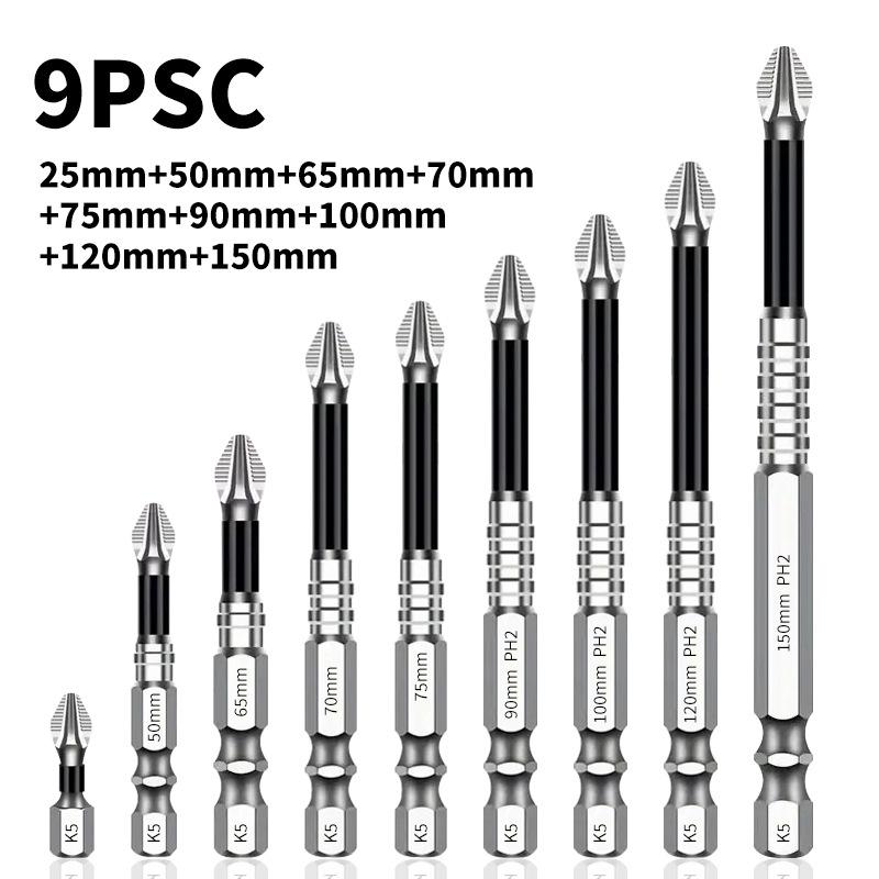 K5 Anti-Slip Shock-Resistant Phillips Screwdriver Bit Set - Strong Magnetic, High Hardness, High Torque.