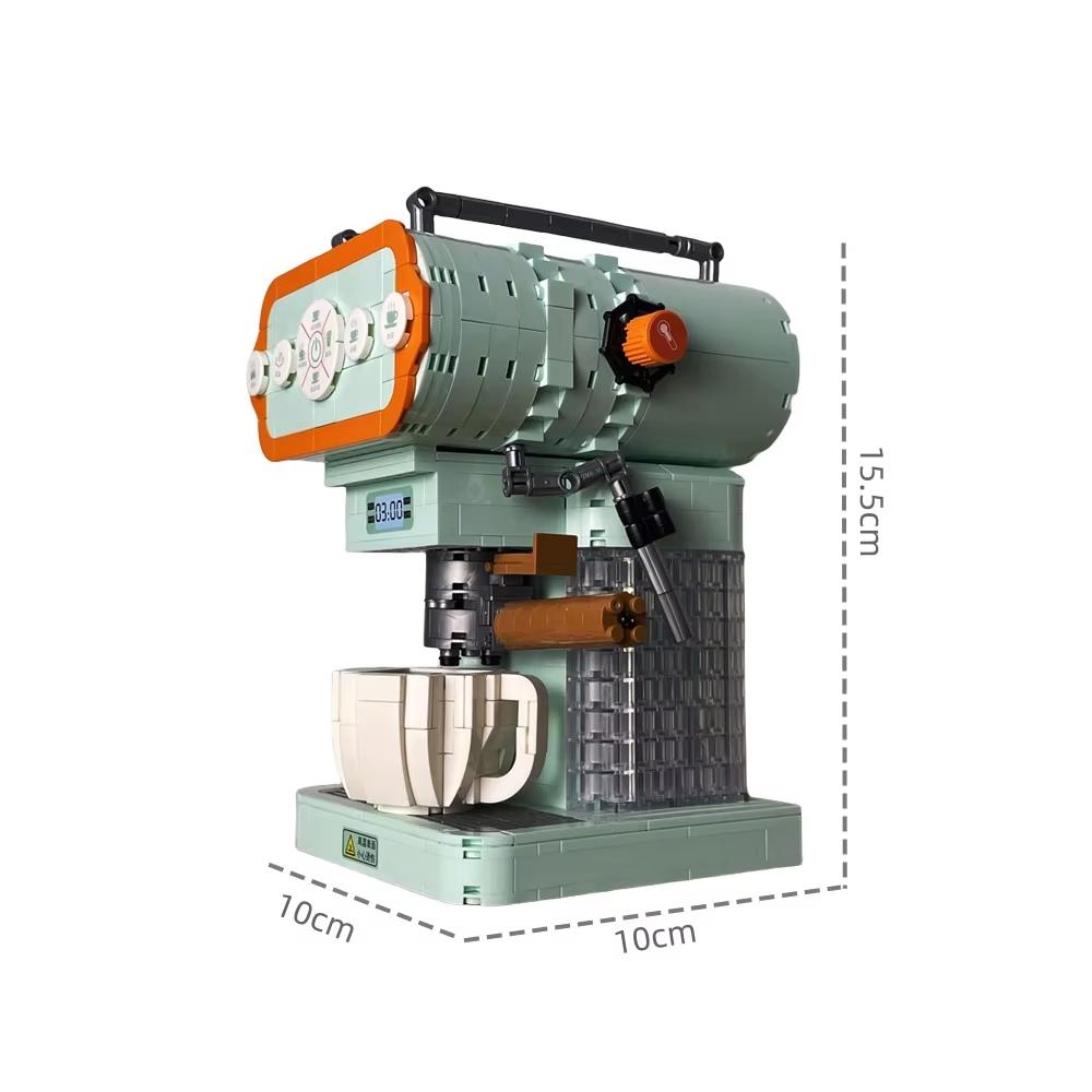 Set di Blocchi da Costruzione Giocattolo Macchina del Caffè Design Diversi per Bambini Gioco di Finzione Strumento per Negozio Regalo Decorativo da Collezione