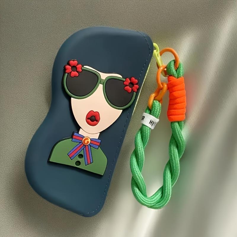 1PC  Colorful Shoulder Strap -  Colors Available, Portable Glasses Storage Bag Silicone Box, 3.15 * 6.70 Inch Waterproof Hanging Glasses Bag