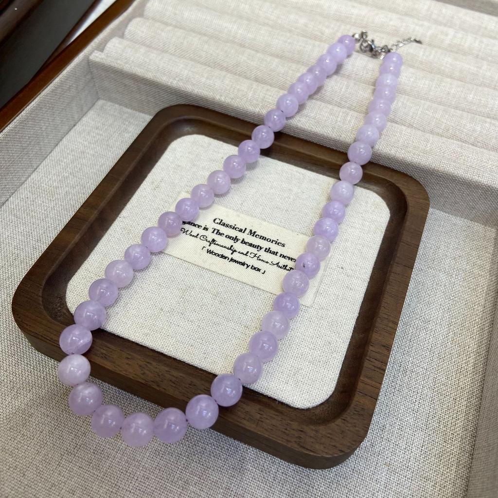 Natural Crystal Beaded Necklace 8Mm Women'S Fashion Versatile Stacked Belt Niche Design Neck Chain Collarbone Chain Jewelry