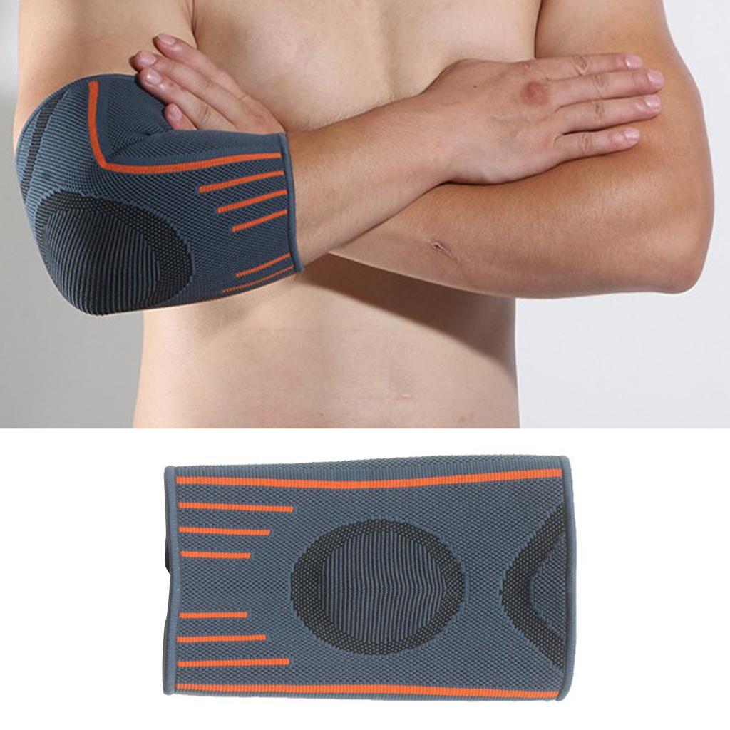 Elbow Brace Nylon Thickened Elastic Gray Orange Elbow Support for Outdoor Sports Basketball L