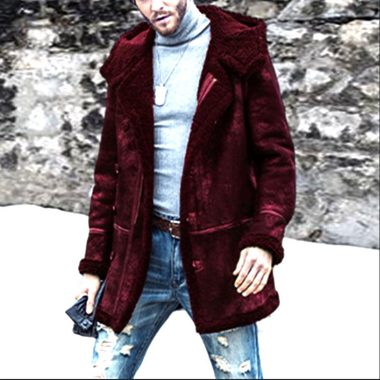 Men's Winter Faux Leather Velvet Lambswool Overcoat - European Style Bestseller 2023