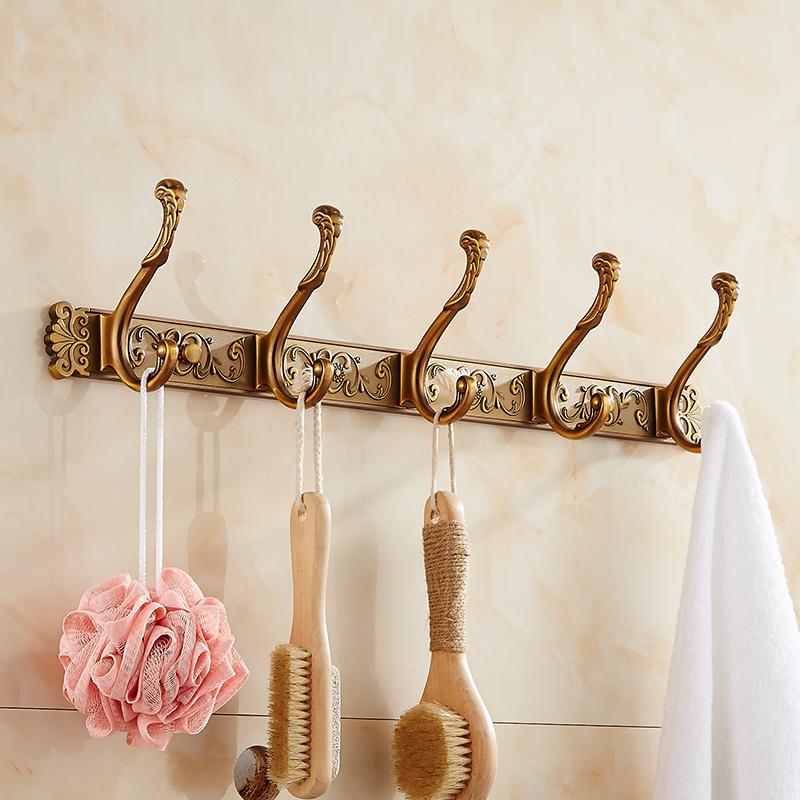 Tuqiu Antique Bronze Robe Hook Clothes Hook Carved Towel Hanger Aluminum Bathroom Hardware Kitchen Hook Bathroom Accessories