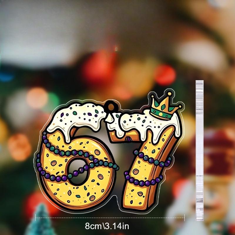 2D Flat Acrylic King Cake Style '67 Decoration, Indoor and Outdoor Decoration - No Battery/electricity Required, Free Day Decoration,