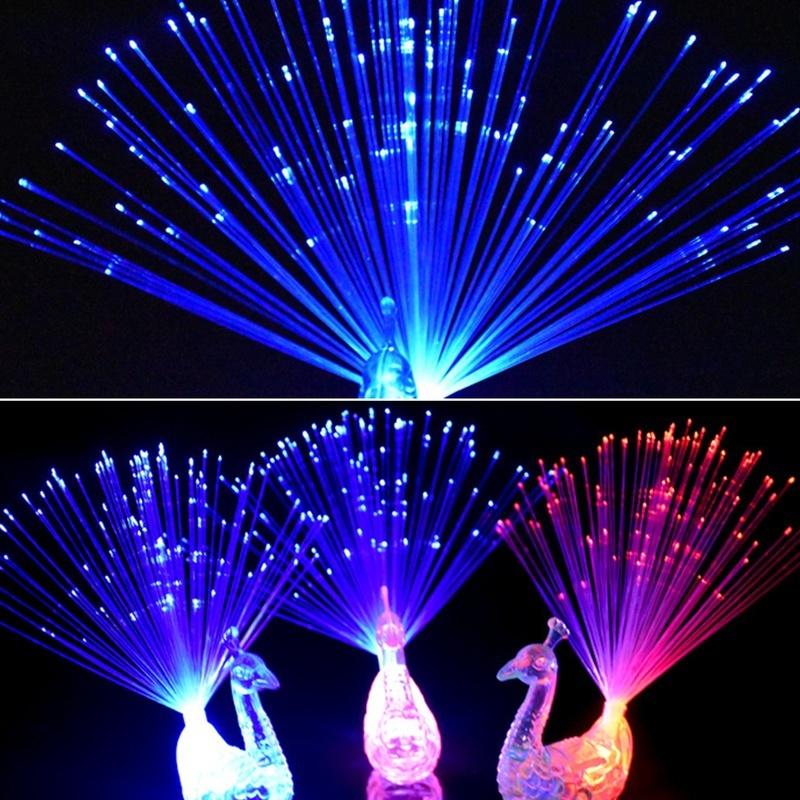 1pc Peacock Finger Light Colorful LED Light-up Rings Party Gadgets Kids Toy for Party