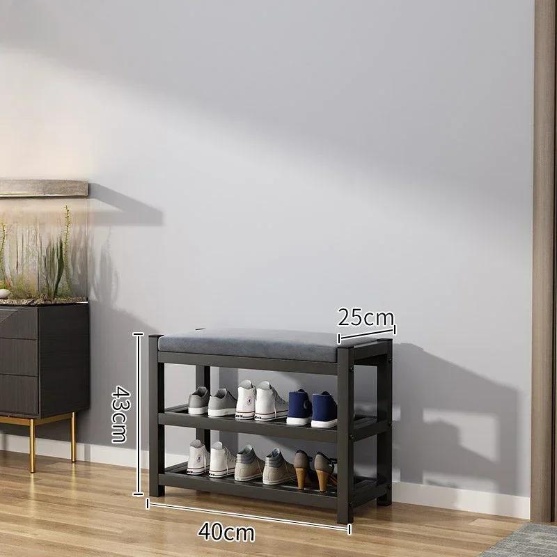 Changing Entryway Shoes Bench with Shoe Storage Cabinet Carbon Steel Shoe Rack for Hallway Seat Stool Space Saving Furniture