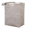 Cotton And Linen Laundry Organizer Basket with Wooden Handles Large Space Saving Bag Basket Storage Foldable for Families Collapsible Hamper