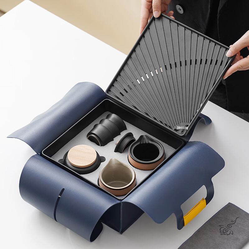 Japanese Style Portable Black Ceramic Gongfu Tea Set