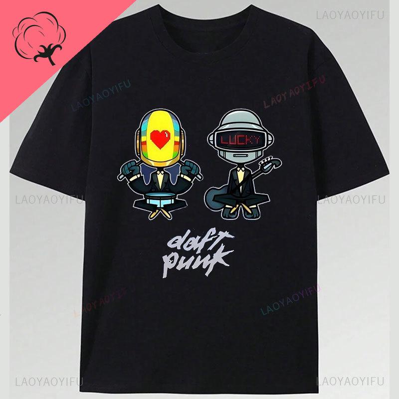 T-Shirts Daft Punk Grafik-T-Shirts Beliebte Mode Musikliebhaber Geschenk Punk Band Baumwolle Kurzarm Druck Unisex Kleidung