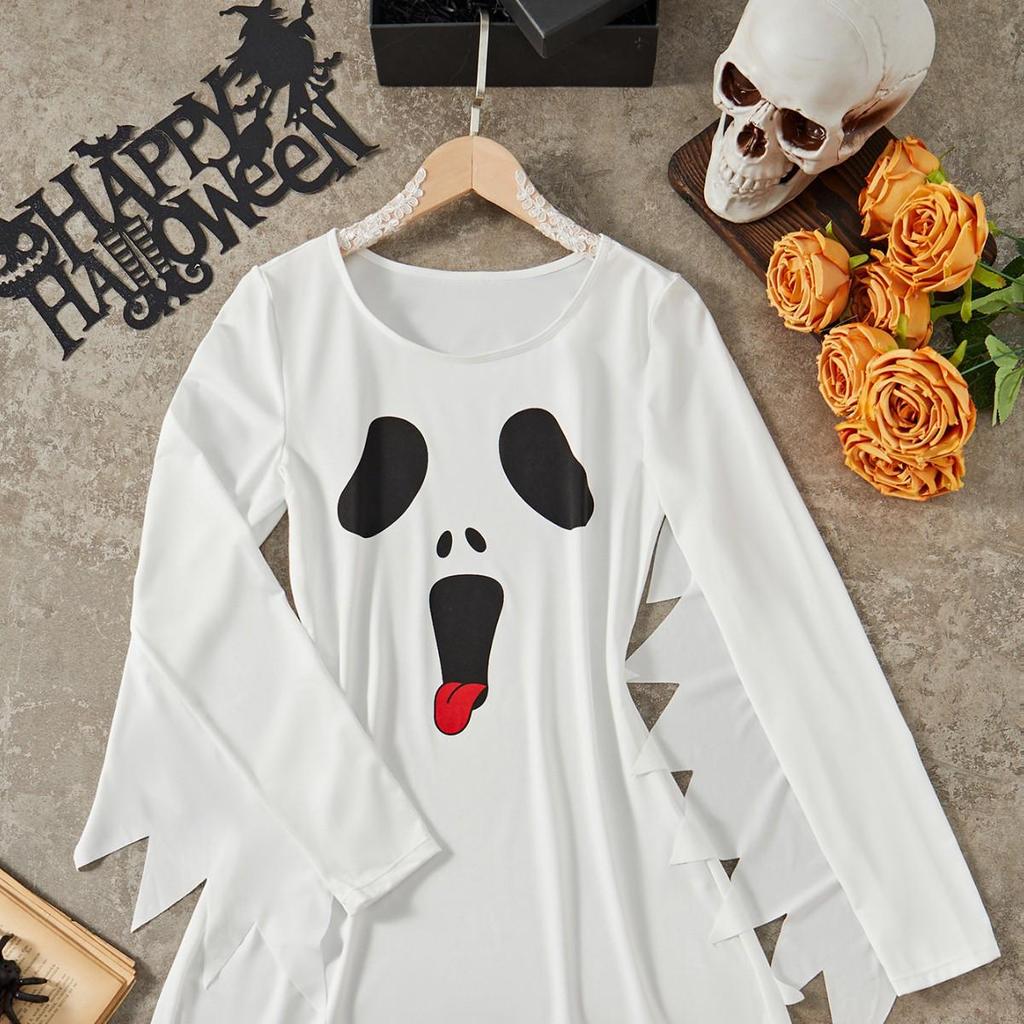 Cross-Border European & American Sexy Halloween White Ghost Dress Costume for Women