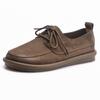 Spring Retro Lace-Up Men's Leather Casual Shoes Soft-Sided Thick-Soled Board Shoes Round-Toed Breathable Leather Shoes Loafers