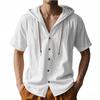 Men's Loose Hooded Short Sleeve Casual Shirt.