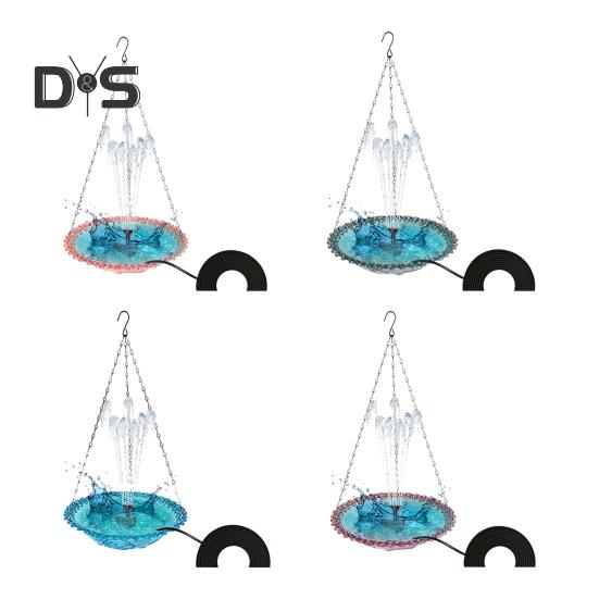 Bird Bath with Fountain Hanging Bird Feeder Bowl Outdoor Bird Bath with USB Powered Fountain for Garden Backyard Patio Front Porch