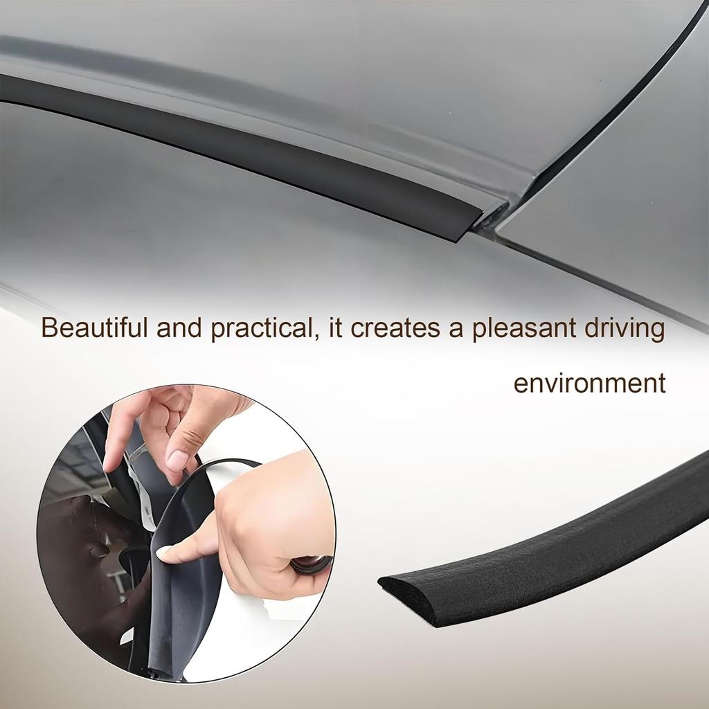 16.5FT/5M Car Windshield Seal Strip & Sunroof Rubber Seal, Universal Automotive Weather Stripping Seal Strip for Car Front Rear Windshield, Sunroof,
