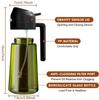 2 in 1 470ML/16oz Light-Blocking Dark Oil Sprayer for Cooking Olive Oil Dispenser Bottle for Kitchen Dark Green Glass Oil Bottle