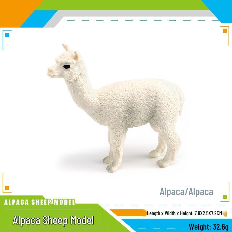 Wild Animal Simulation: Alpaca, Sheep, Goat, and Grass Mud Horse Sand Table Decor Model