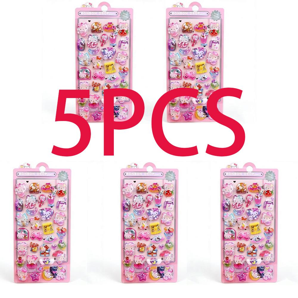 Luminous Cute Sanrio 3D Relief Stickers Kawaii Girls Kuromi Cinnamoroll My Melody Crystal Decals Kids Decoration Sticker Packs