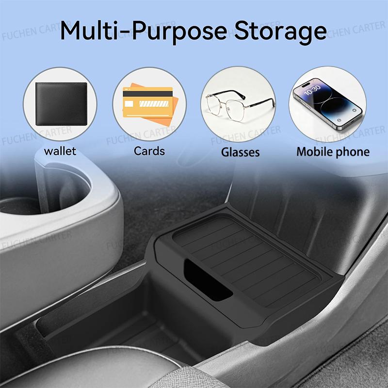 For Tesla Modely Standard Tpe Under Central Control Storage Box Flip Cover Design Tissue Box Storage Interior Accessorie