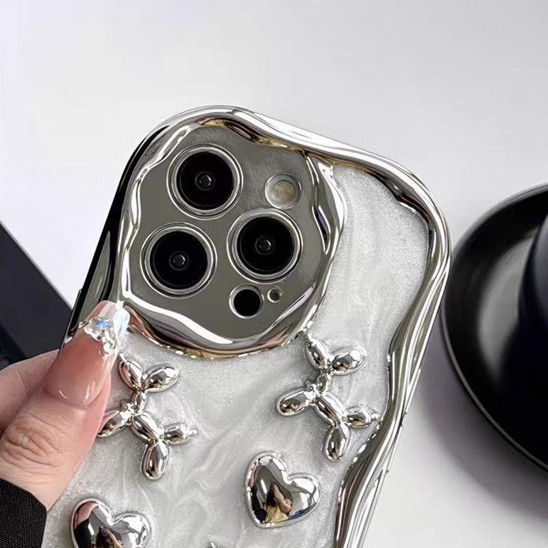 Electroplated Love Puppy Phone Case for IPhone17Promax Precision Hole All-inclusive Anti-fall for Apple 16 Hand Chain