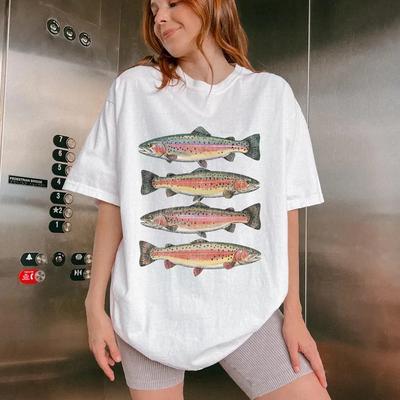 Regenboogforel Shirt, Vissen Buiten Grafisch T-shirt Cadeau