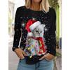 Christmas Women's Long Sleeved T-shirt Casual Holiday Fashion Christmas Cute Cat Holiday gifts Tops Harajuku  Women's Clothing