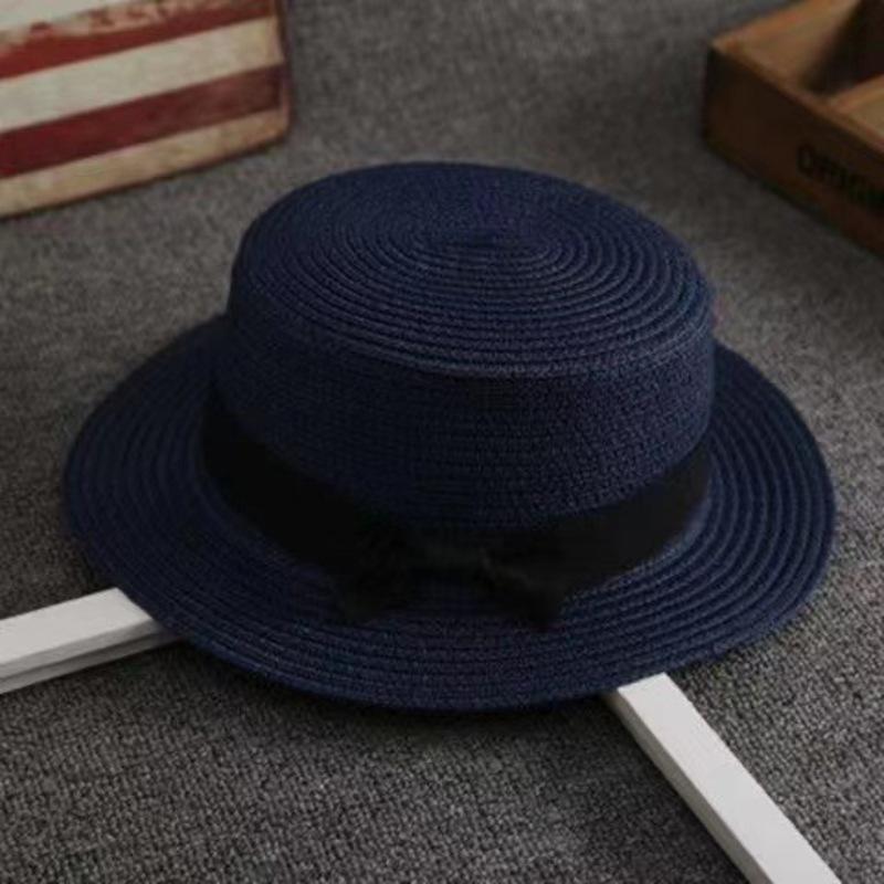 Wide Brim Straw Sun Hat for Women with Ribbon Bow Summer Beach UV Protection Breathable Wavy Edge Panama Cap for Travel