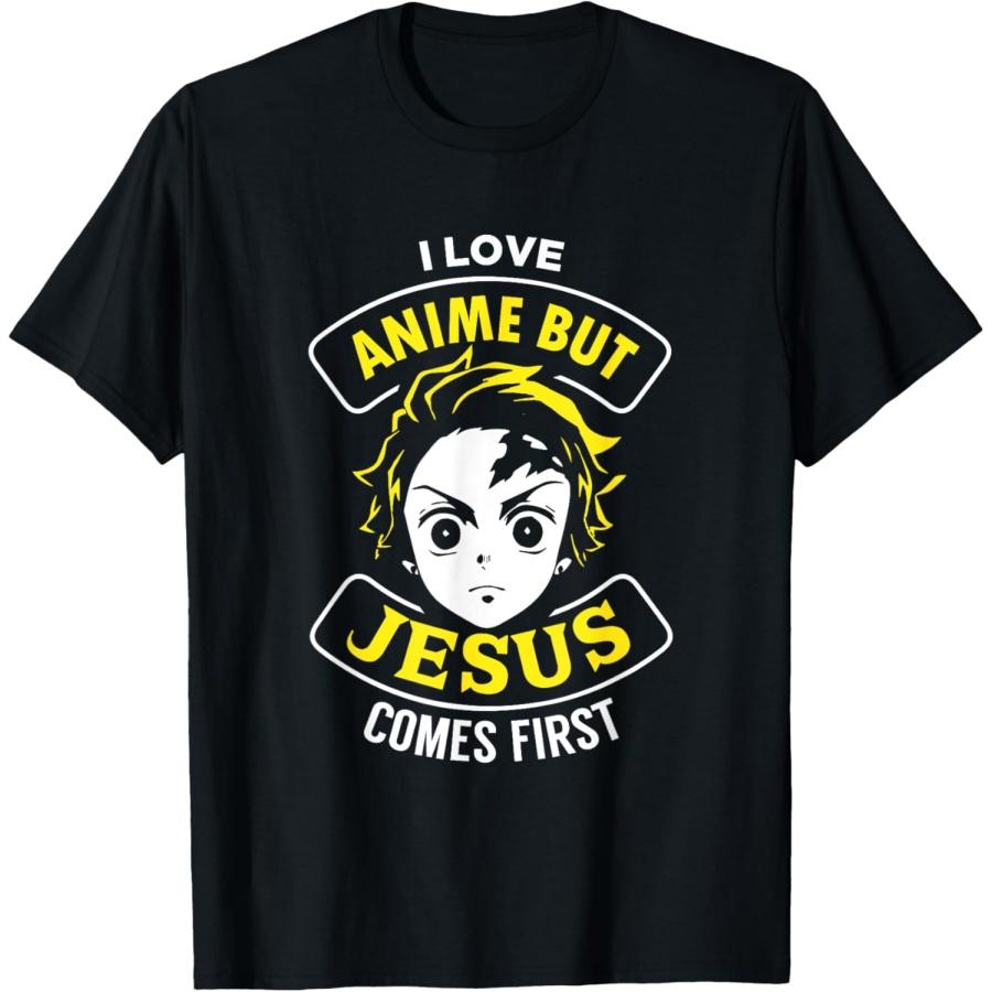 I Love Anime But Jesus Comes First - Christian Japan Yellow T-Shirt XXXXXL чёрный