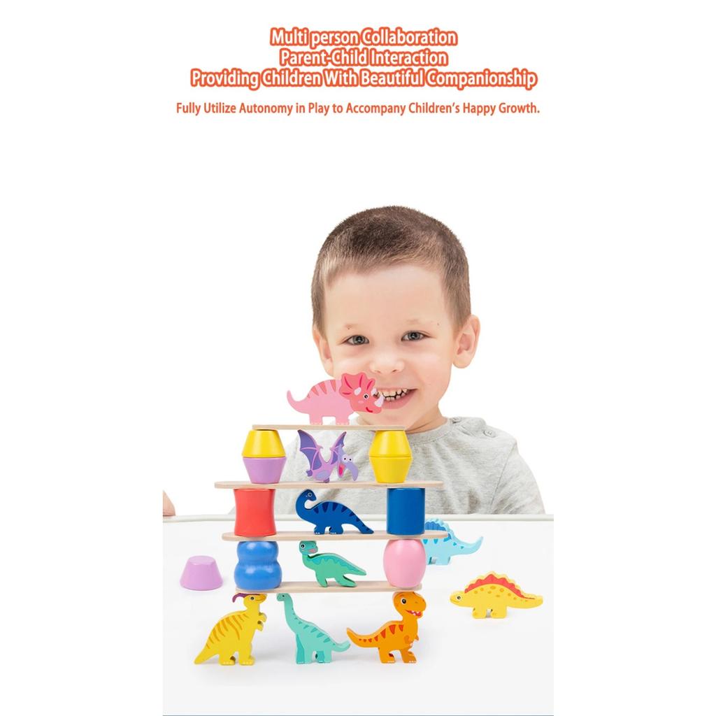 Animal Blocks Wooden Toys Matching Stacking Balance Thinking Sorting Board Game Montessori Sensory Educational Toys for Children