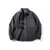 Shirt Men's Long Sleeves Heavy Weight American Retro Washed Distressed Tops High Street Handsome Loose Wide Version Shirt Coat Tide