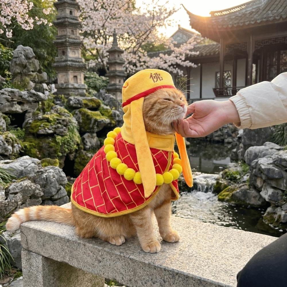 Adjustable Cat Cosplay Costume Soft Pet Cloak Scarf Funny Pet Monks Outfit Cosplay Party