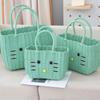 Cute Cat PVC Woven Bag Large Capacity Organizer Bath Shopping Basket Portable Baskets with Handles Beach Bag Vegetable Basket