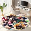 Classic Japanese-style Cartoon Demon Slayer Round Rug, Home Soft Decorative Anti-slip Yoga Mat and Chair Mat, Outdoor Floor Mat Carpet K13