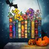 Halloween Suncatcher Buntglas Fensterhänger Sonnenfänger Acryl Geist Pflanze Bücherregal Dekoration für Fenster Wandkunst Dekor