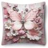 Pink Butterfly Pearl Pattern Home Decor Pillowcase Living Room Sofa Polyester Cushion Cover With Zipper