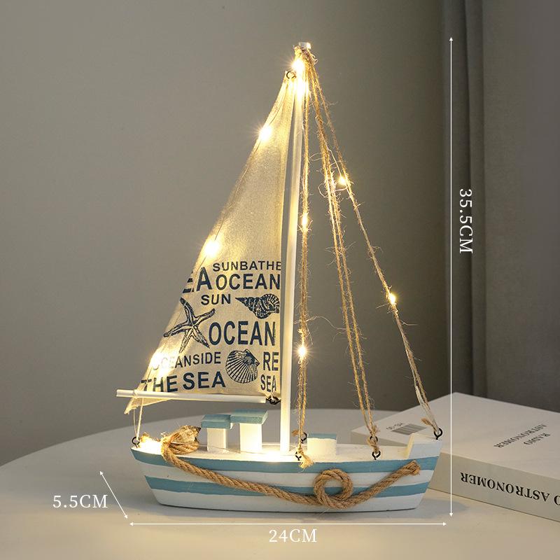 Porzellan Segelschiff Modell im mediterranen Stil - Kreative Holz Heimdeko Ornamente