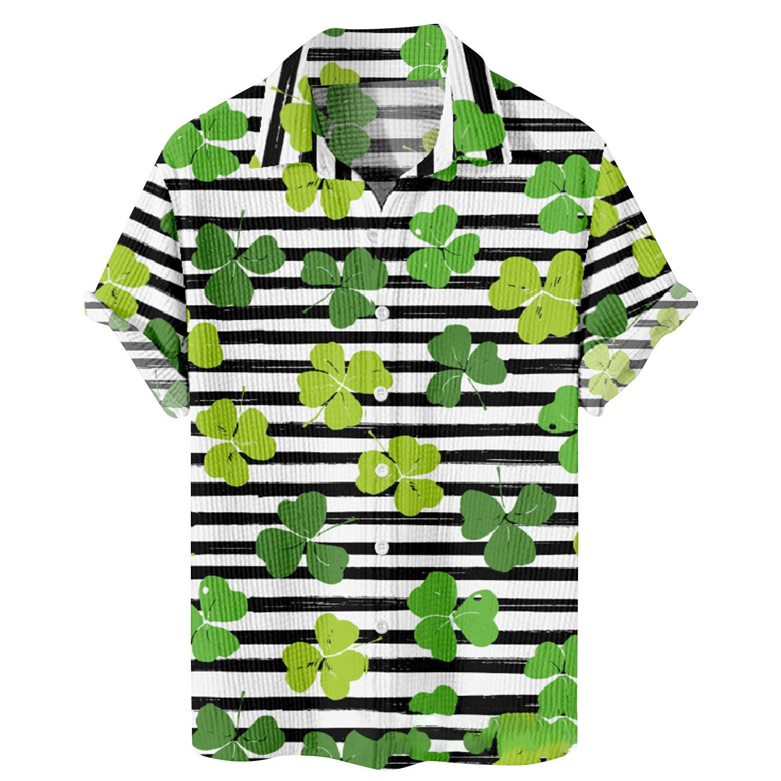 

Мужская ул.. Рубашки с короткими рукавами и пуговицами на день Святого Патрика, мужские повседневные модные рубашки с короткими рукавами XXL